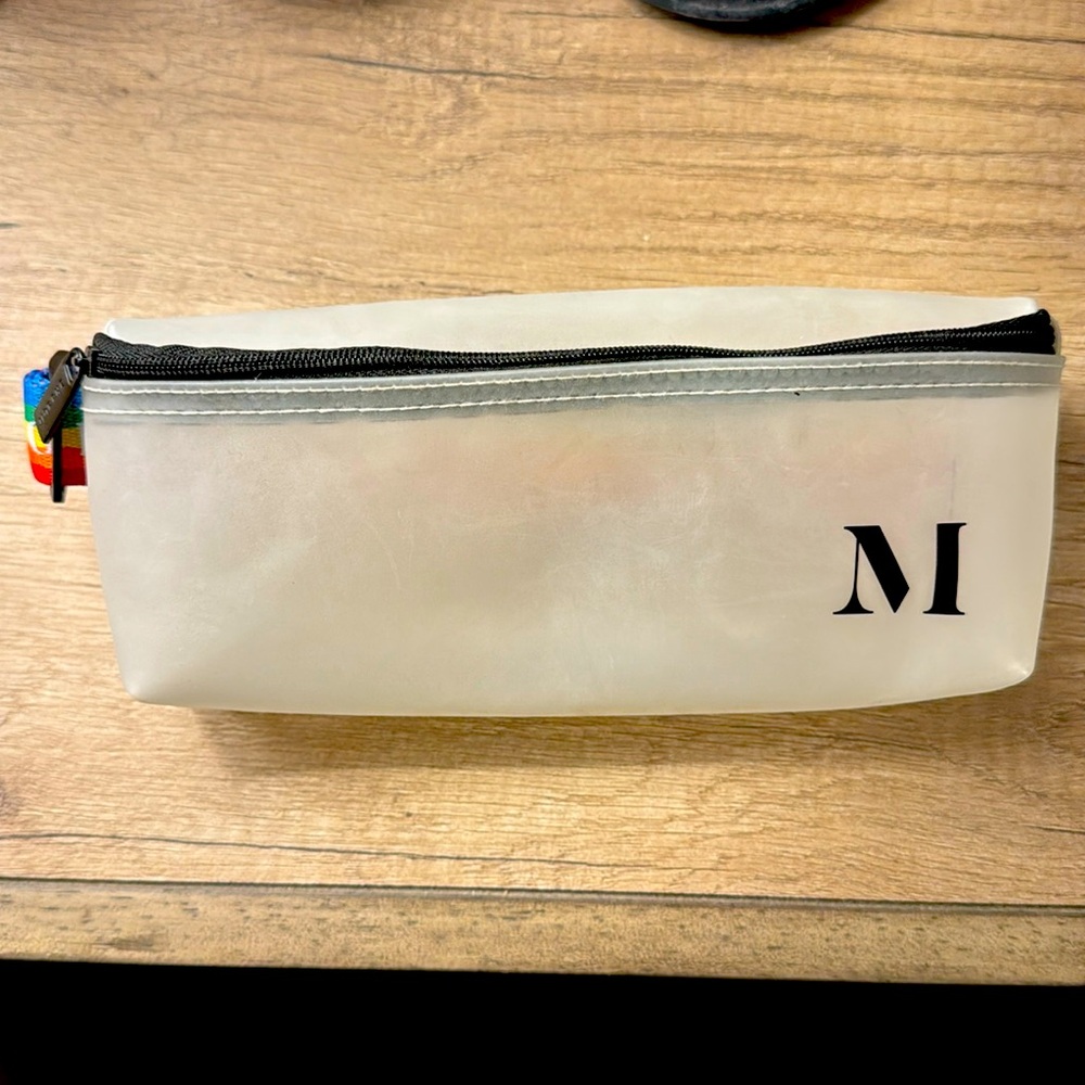Morphe clear and rainbow makeup brush bag